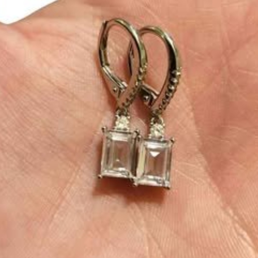 Dangle and Drop Earrings Dangle 18K White Gold Plated, Cubic Zirconia Earrings